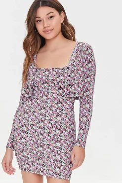 Floral Dress & Cardigan Sweater Set