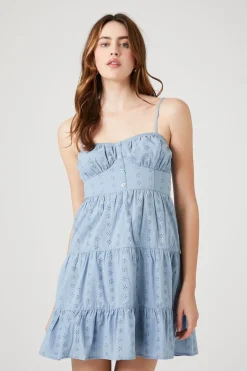 Floral Eyelet Cami Mini Dress
