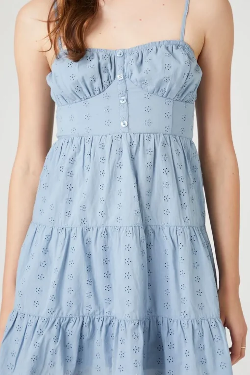 Floral Eyelet Cami Mini Dress