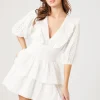 Floral Eyelet Flounce Mini Dress