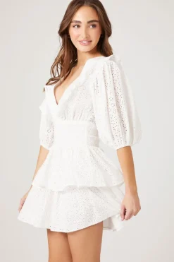 Floral Eyelet Flounce Mini Dress