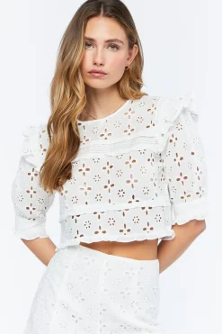 Floral Eyelet Top & Shorts Set