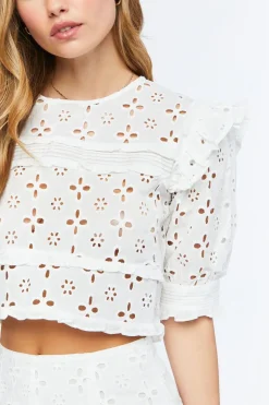 Floral Eyelet Top & Shorts Set