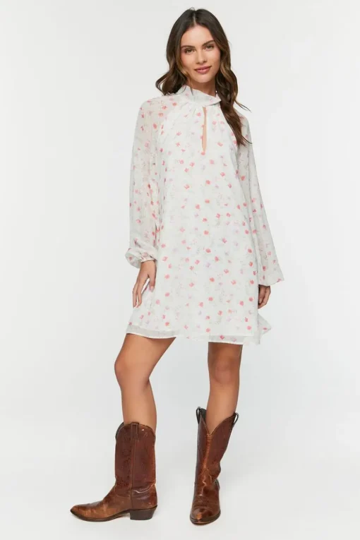 Floral Halter Chiffon Mini Dress