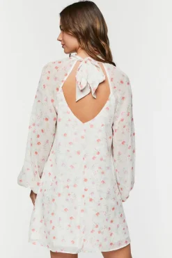 Floral Halter Chiffon Mini Dress