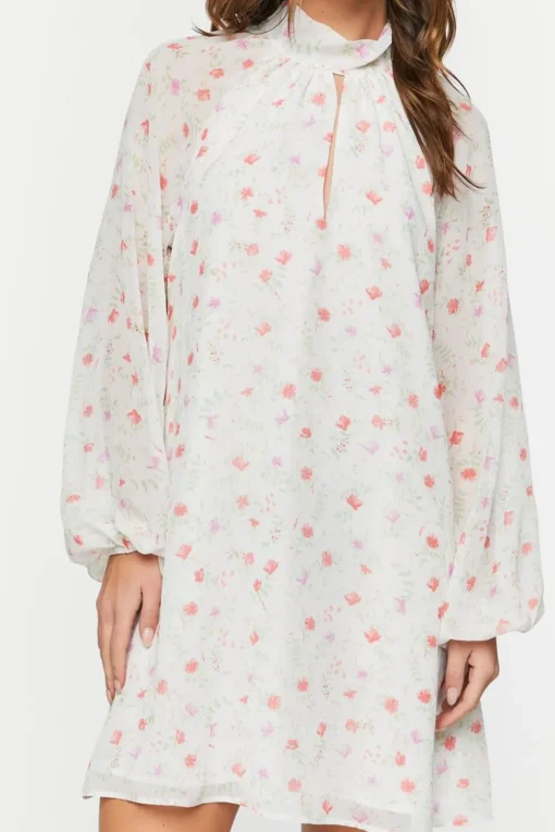 Floral Halter Chiffon Mini Dress