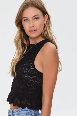 Floral Lace Scalloped Top
