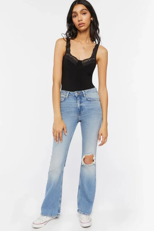 Floral Lace-Trim Bodysuit