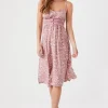 Floral Lattice-Cutout Midi Dress