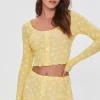 Floral Lettuce-Edge Lounge Shorts