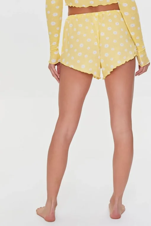 Floral Lettuce-Edge Lounge Shorts