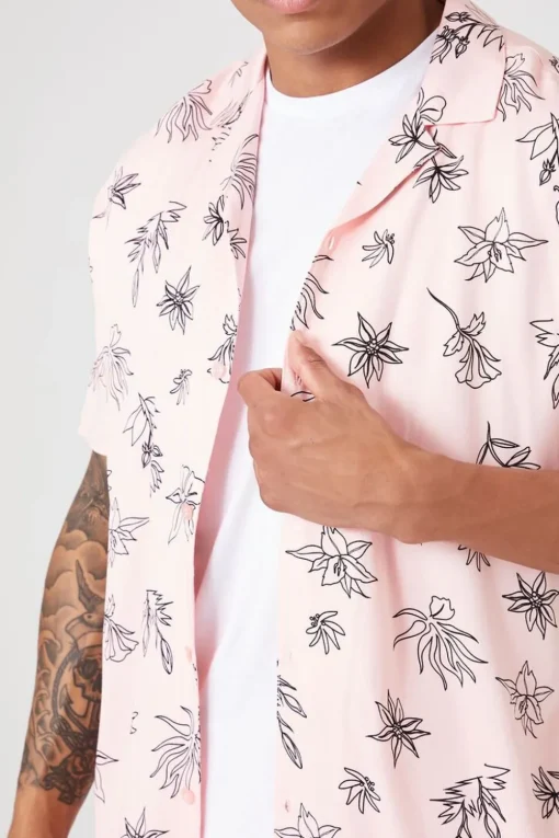 Floral Line Art Graphic Shirt