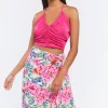 Floral Midi Mock Wrap Skirt