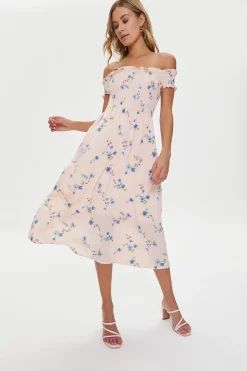 Floral Off-The-Shoulder Midi Dress