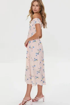 Floral Off-The-Shoulder Midi Dress