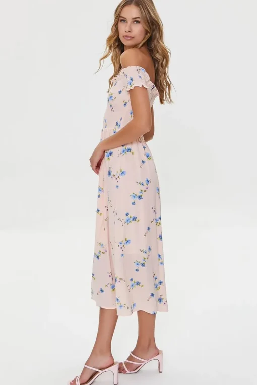 Floral Off-The-Shoulder Midi Dress