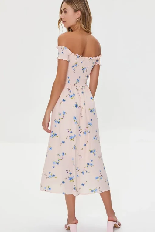 Floral Off-The-Shoulder Midi Dress