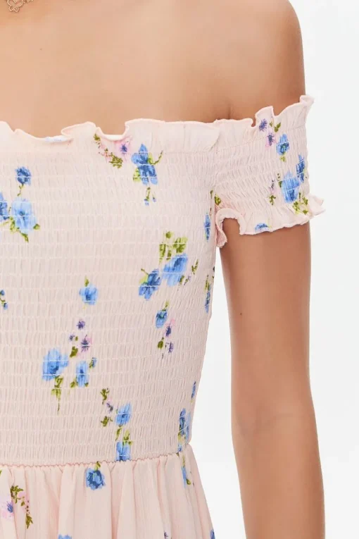 Floral Off-The-Shoulder Midi Dress