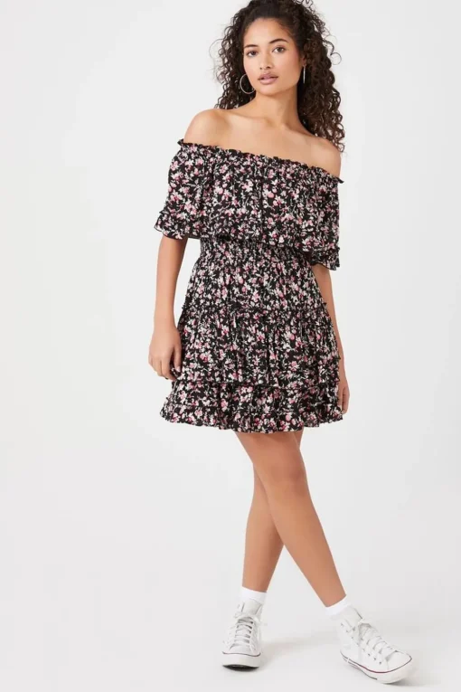 Floral Off-The-Shoulder Mini Dress