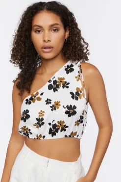 Floral One-Shoulder Crop Top