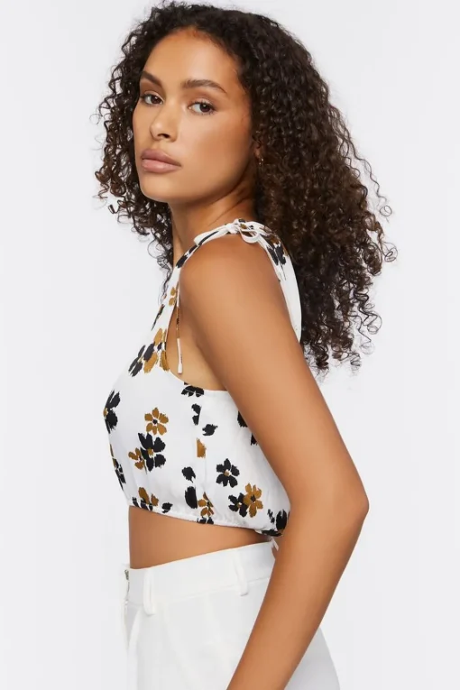 Floral One-Shoulder Crop Top