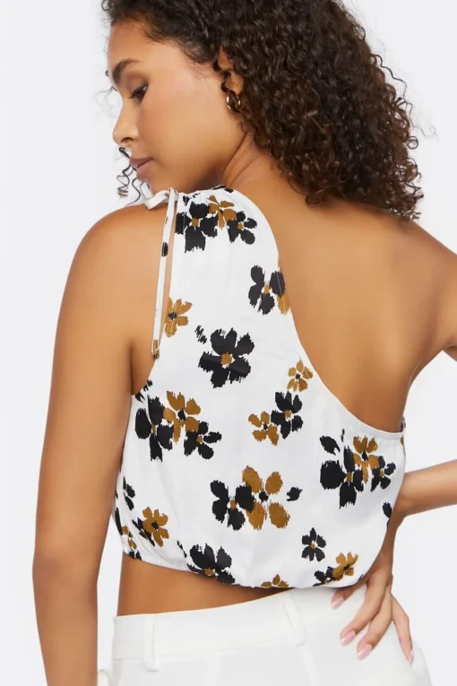Floral One-Shoulder Crop Top