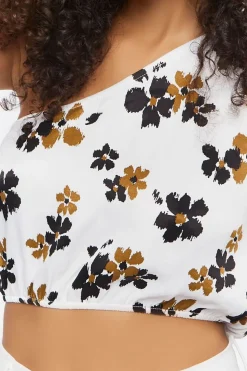Floral One-Shoulder Crop Top