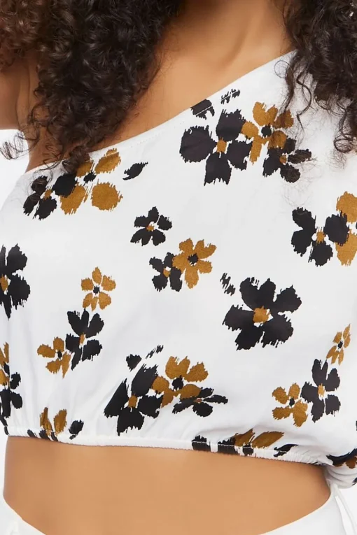 Floral One-Shoulder Crop Top