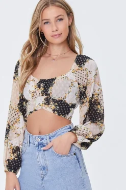 Floral Patternblock Crop Top