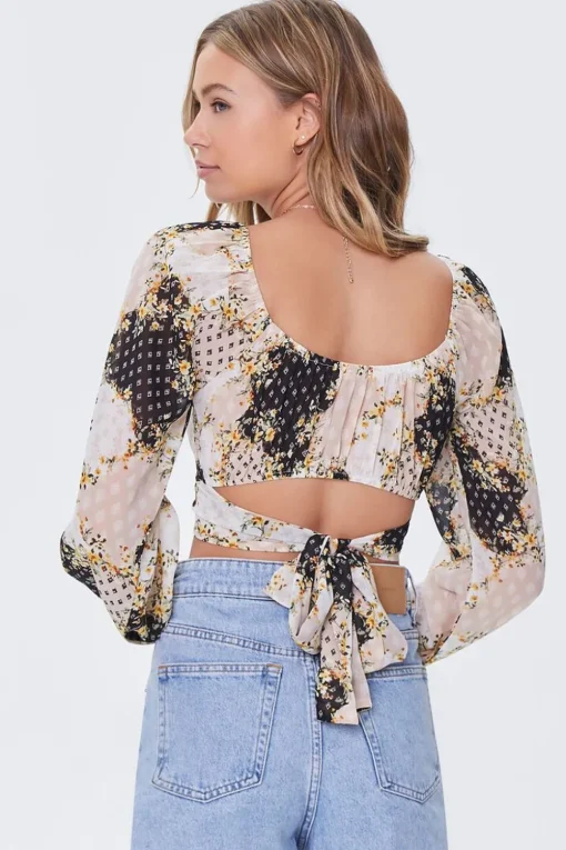 Floral Patternblock Crop Top