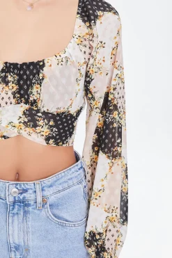 Floral Patternblock Crop Top
