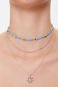 Floral Pendant Necklace Set