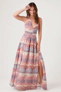Floral Plunging Maxi Dress
