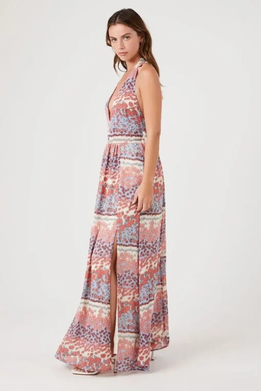 Floral Plunging Maxi Dress