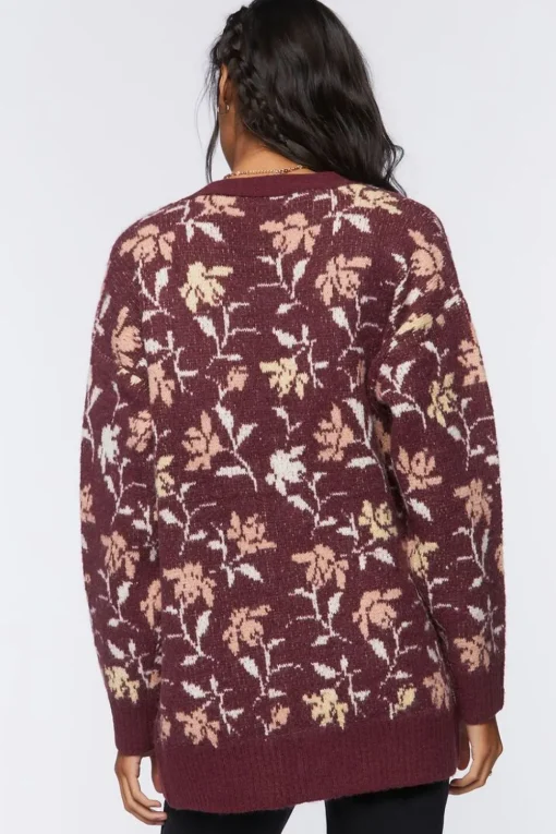Floral Print Cardigan Sweater