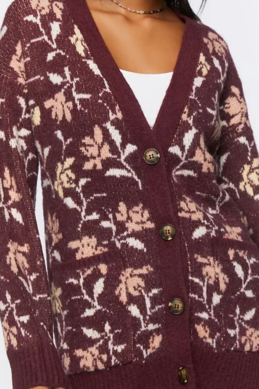 Floral Print Cardigan Sweater