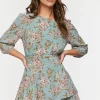 Floral Print Chiffon Mini Dress