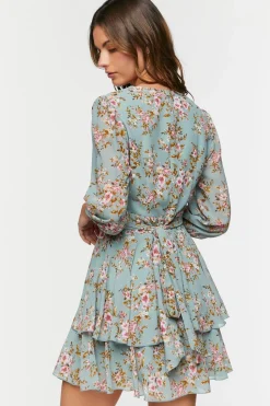 Floral Print Chiffon Mini Dress