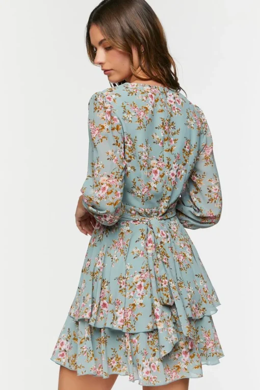 Floral Print Chiffon Mini Dress