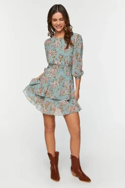 Floral Print Chiffon Mini Dress