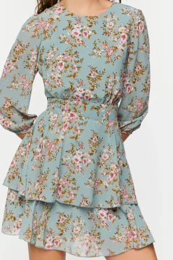 Floral Print Chiffon Mini Dress