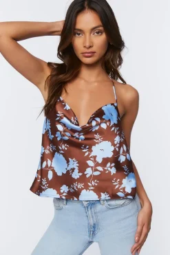 Floral Print Cowl Neck Cami