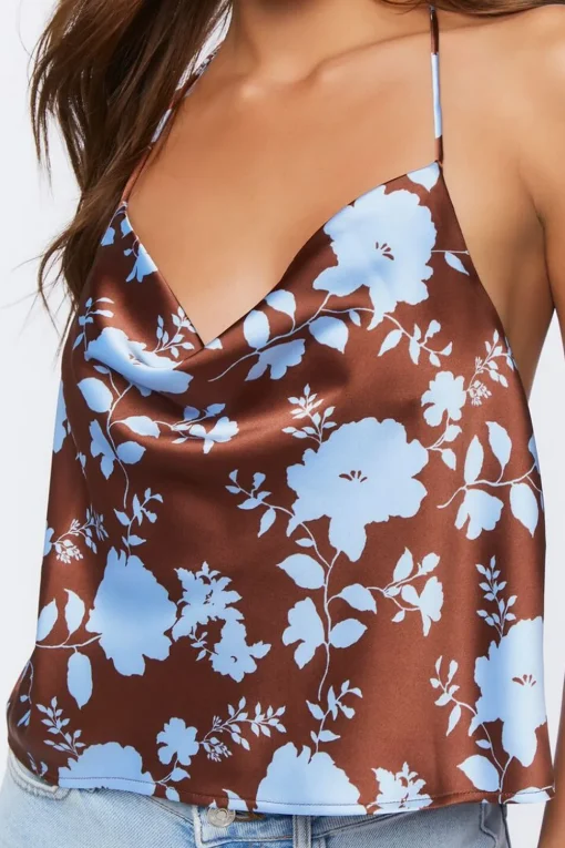 Floral Print Cowl Neck Cami