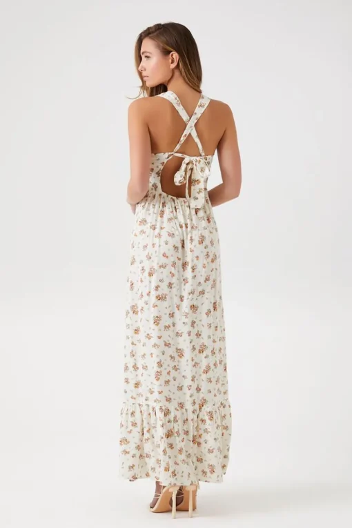 Floral Print Crisscross Maxi Dress