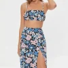 Floral Print Crop Top & Midi Skirt Set