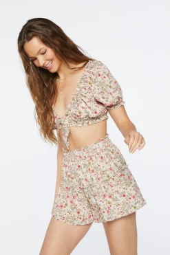 Floral Print Crop Top & Mini Skirt Set