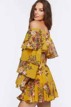 Floral Print Crop Top & Mini Skirt Set