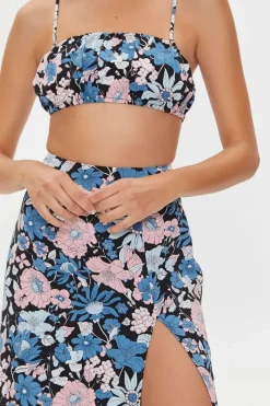 Floral Print Crop Top & Midi Skirt Set