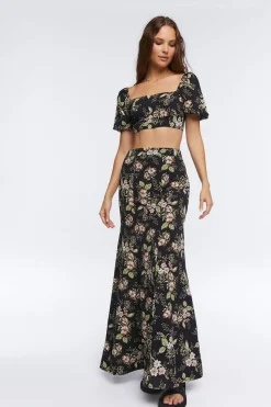 Floral Print Crop Top & Skirt Set