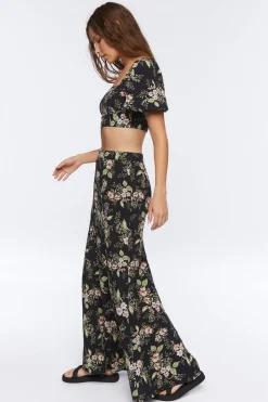 Floral Print Crop Top & Skirt Set